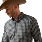 Men's Ariat Black Plaid Wrinkle Free Whiteford Classic Fit Shirt 10073685