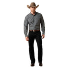 Men's Ariat Black Plaid Wrinkle Free Whiteford Classic Fit Shirt 10073685