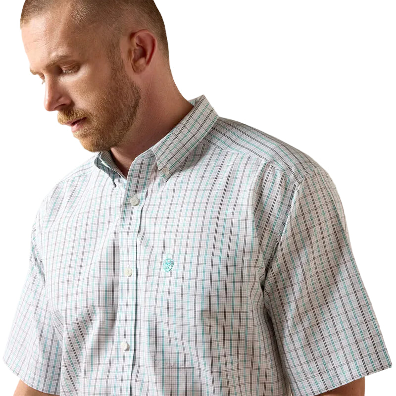 Men's Ariat White Multi Plaid Wrinkle Free Winchester Classic Fit Shirt 10073699