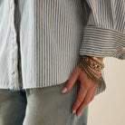 Women's Ariat Blue White Denim Stripe Shirt Jacket 10073889