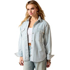Women's Ariat Blue White Denim Stripe Shirt Jacket 10073889