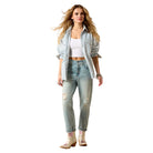 Women's Ariat Blue White Denim Stripe Shirt Jacket 10073889
