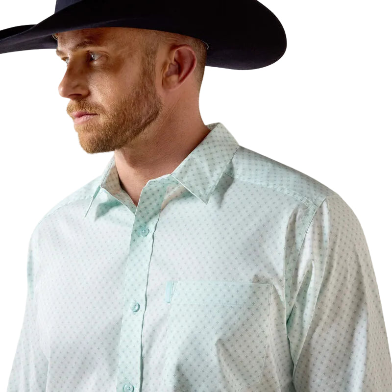 Men's Ariat Blue Glow Southwest Crosses Everything Classic Fit Shirt 10073897