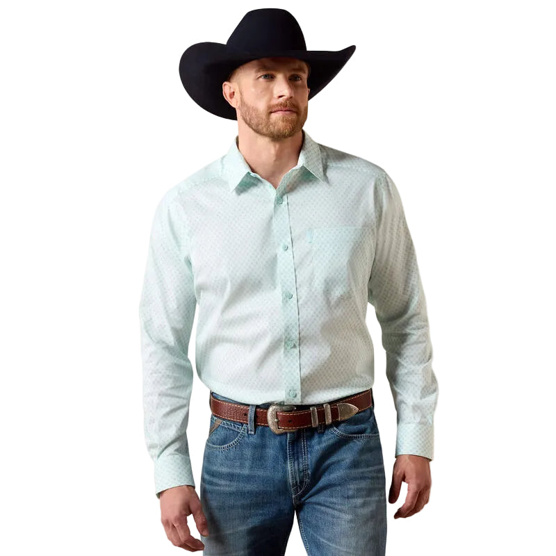 Men's Ariat Blue Glow Southwest Crosses Everything Classic Fit Shirt 10073897