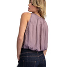 Women's ee:some Dry Herb Solid Sleeveless Gathered Blouse TK14640