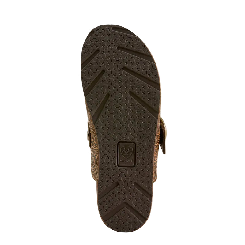 Women's Ariat Brown Floral Emboss Country Mule Slip On Shoes 10074266