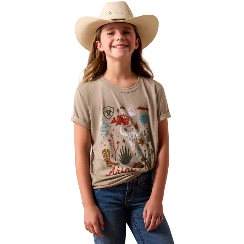 Girl's Ariat Tan Western Collage T-shirt 10078385