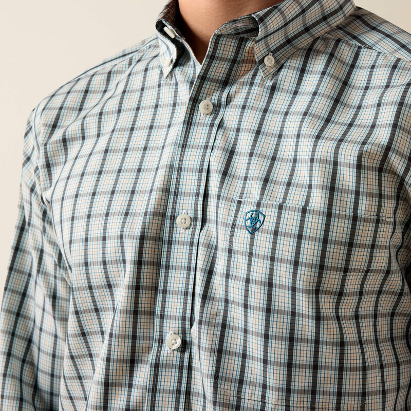 Ariat Men's Off White and Multi Plaid Wrinkle Free Bern Fitted Shirt 10079264