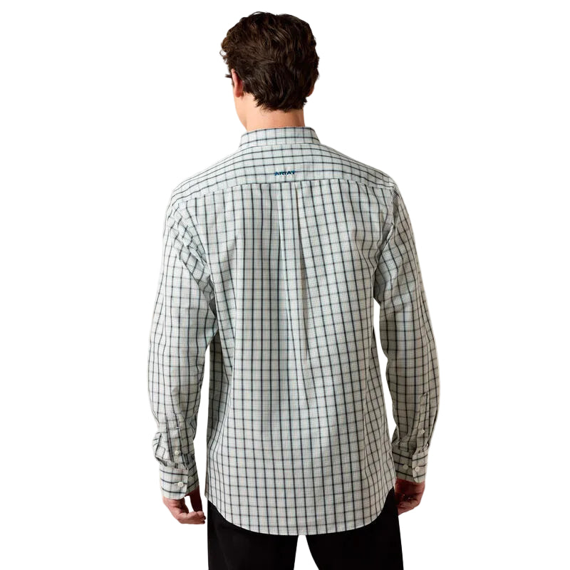 Ariat Men's Off White and Multi Plaid Wrinkle Free Bern Fitted Shirt 10079264