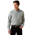 Ariat Men's Off White and Multi Plaid Wrinkle Free Bern Fitted Shirt 10079264