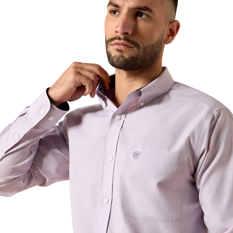 Ariat Men's Purple Ash Wrinkle Free Solid Pinpoint Oxford Classic Fit Shirt 10079286