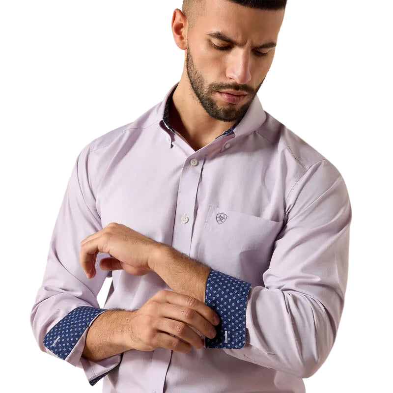 Ariat Men's Purple Ash Wrinkle Free Solid Pinpoint Oxford Classic Fit Shirt 10079286
