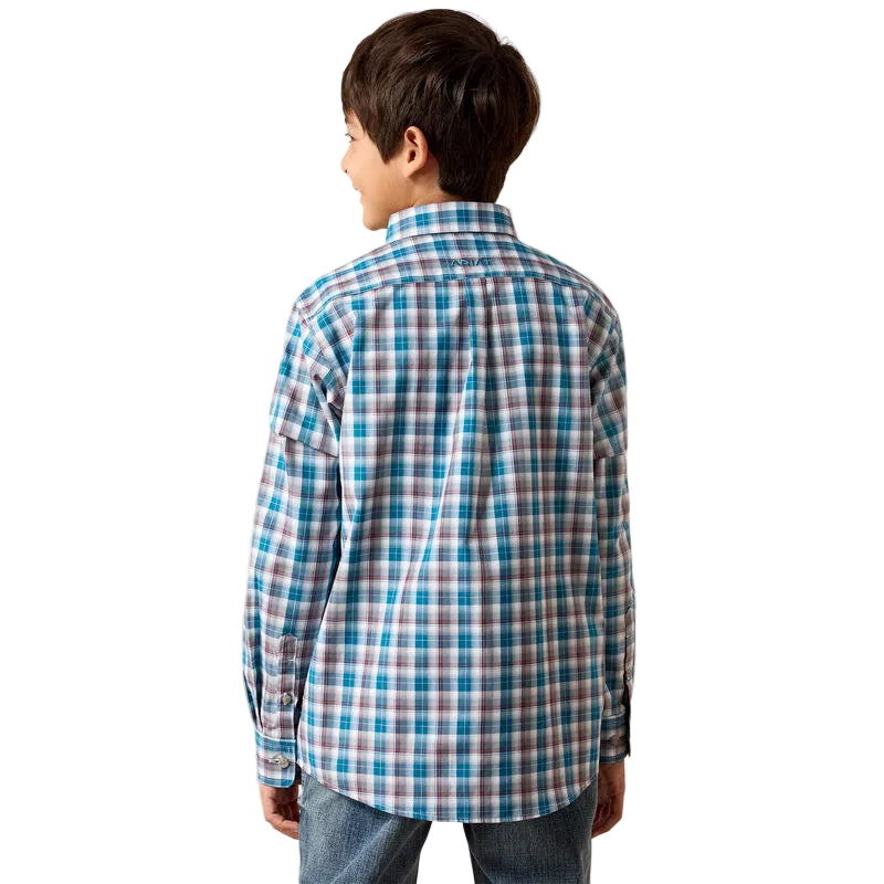 Ariat Boy's Lyons Blue Small Plaid Pro Series Walter Classic Fit Shirt 10079358