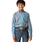 Ariat Boy's Lyons Blue Small Plaid Pro Series Walter Classic Fit Shirt 10079358