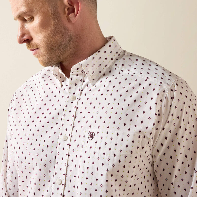 Ariat Men's White Geometric Print Campbell Classic Fit Shirt 10079423
