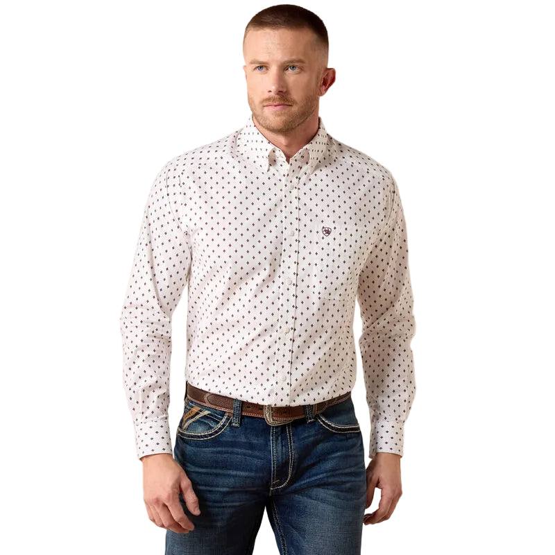 Ariat Men's White Geometric Print Campbell Classic Fit Shirt 10079423