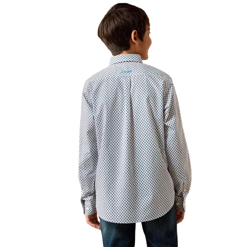 Ariat Boy's White Geo Print Perez Classic Fit Shirt 10079424
