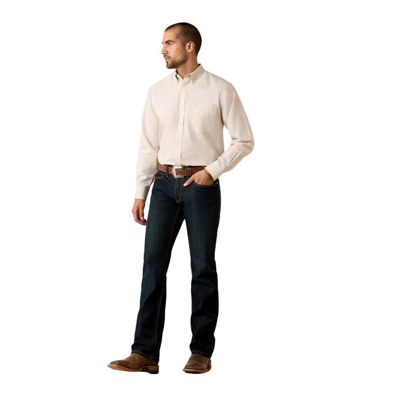Ariat Men's Savannah Tan Wrinkle Free Solid Pinpoint Oxford Classic Fit Shirt 10079436
