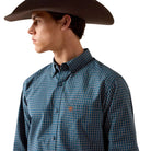 Ariat Men's Sailor Blue Plaid Pro Series Whit Fitted Shirt 10079443