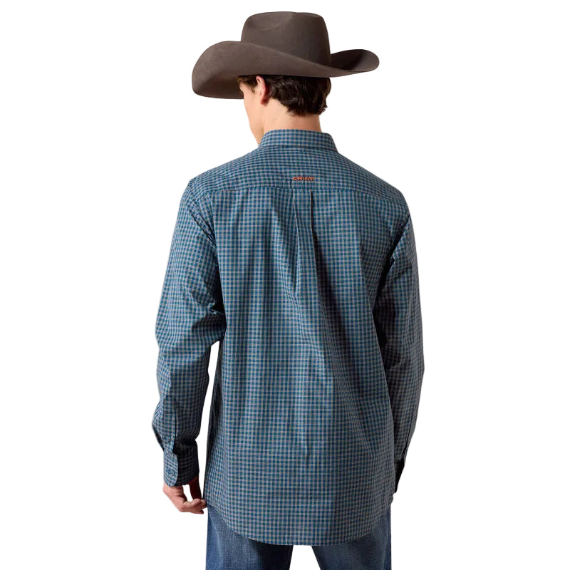 Ariat Men's Sailor Blue Plaid Pro Series Whit Fitted Shirt 10079443