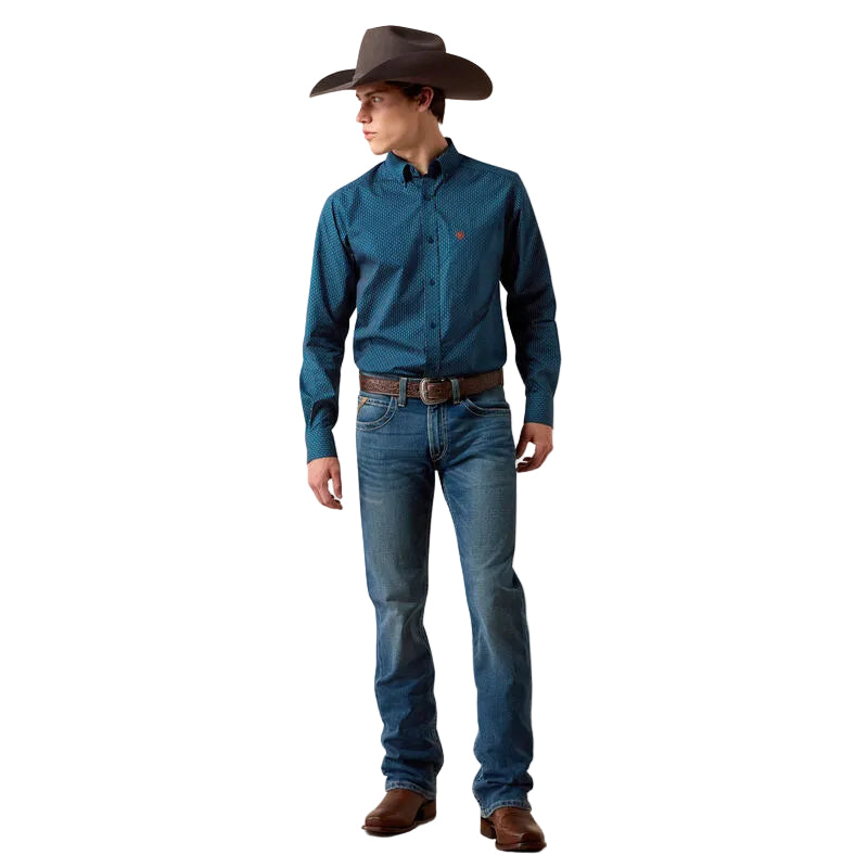 Ariat Men's Sailor Blue Geometric Claude Fitted Shirt 10079444