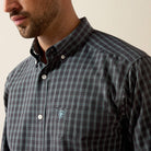 Ariat Men's Black Small Plaid Wrinkle Free Barbary Classic Fit Shirt 10079488