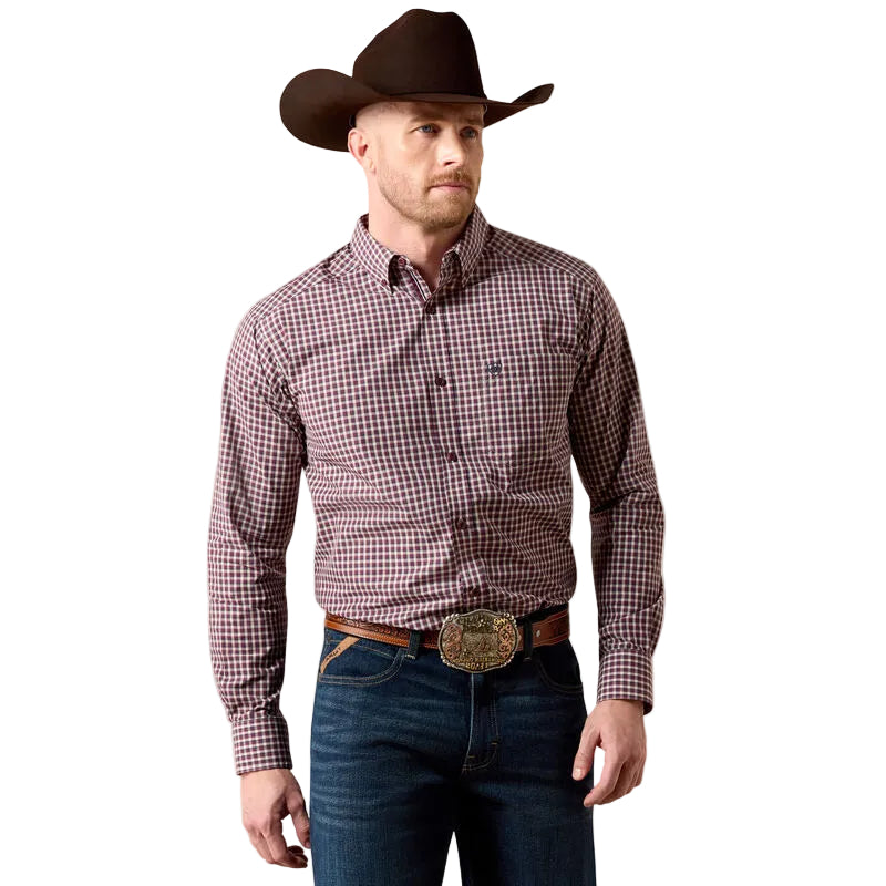 Ariat Men's Blue Night Micro Plaid Pro Series Jarvis Classic Fit Shirt 10079532