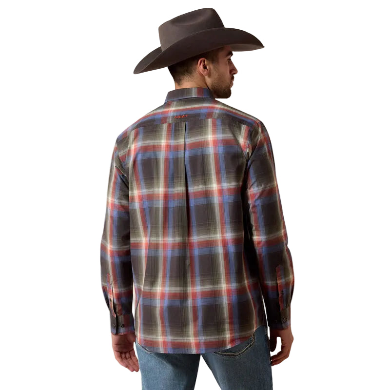 Ariat Men's Espresso Large Ombre Plaid Pro Series Jetta Classic Fit Shirt 10079589