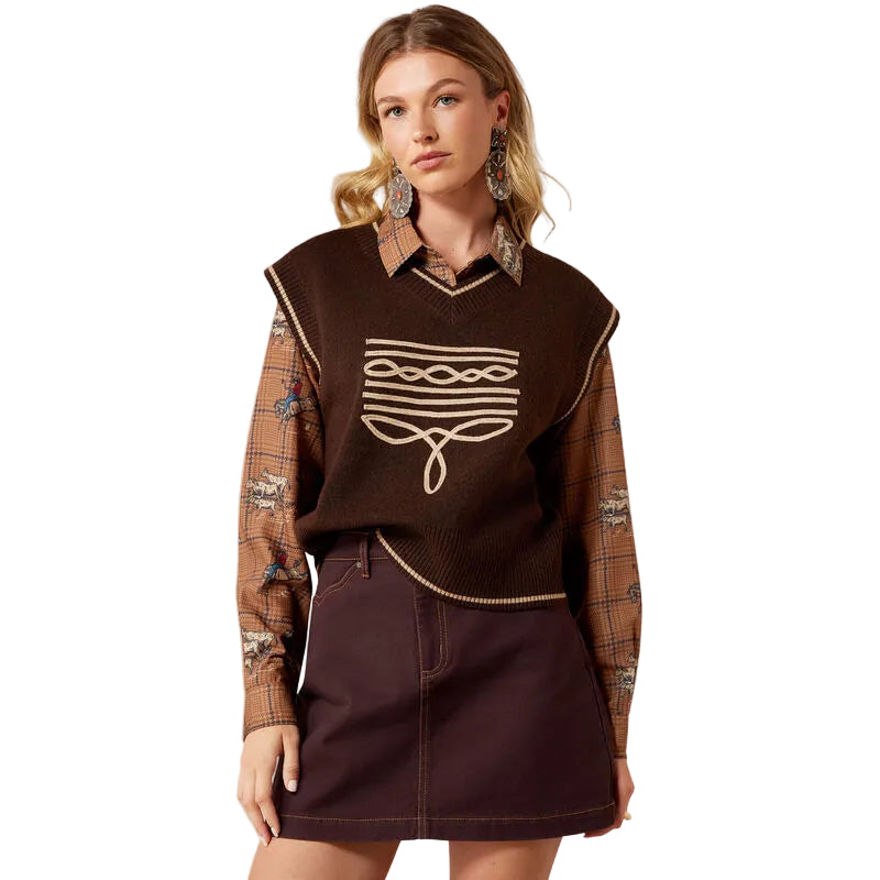 Ariat Women's Chicory Coffee Wichita Sweater Vest 10079634