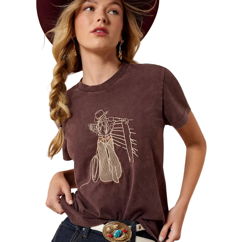 Ariat Women's Chocolate Plum Rebel with A Cause T-shirt 10079672