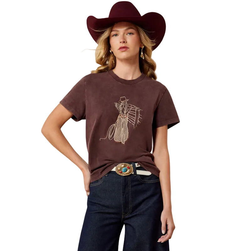 Ariat Women's Chocolate Plum Rebel with A Cause T-shirt 10079672