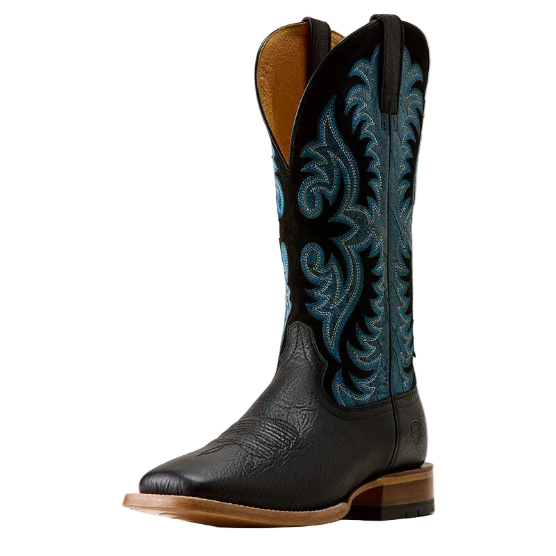 Ariat Men's Black/Bolt Blue Gritstone Wide Square Toe Cowboy Boots 10080525