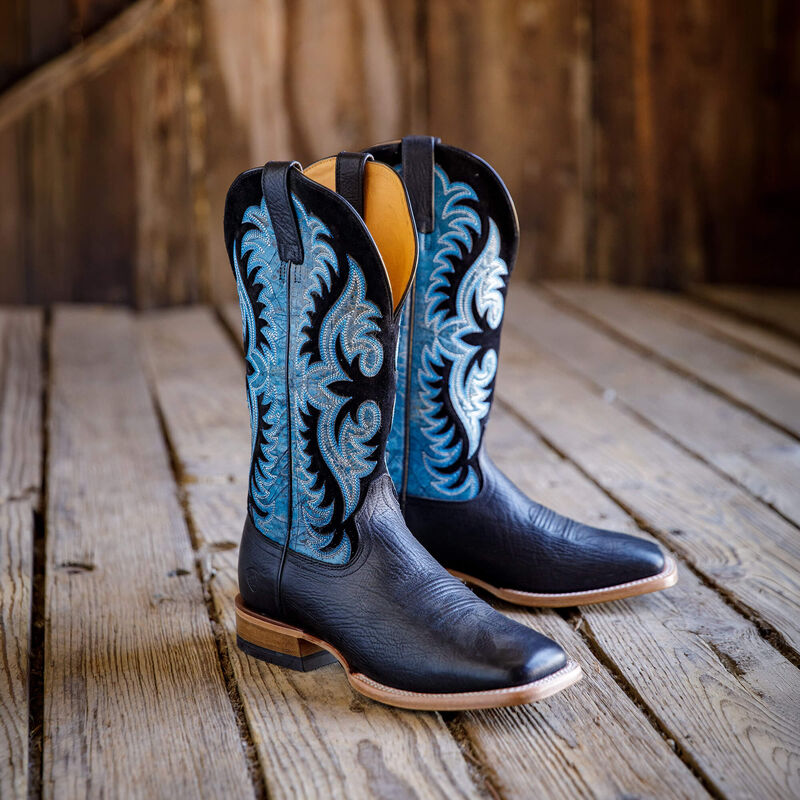 Ariat Men's Black/Bolt Blue Gritstone Wide Square Toe Cowboy Boots 10080525