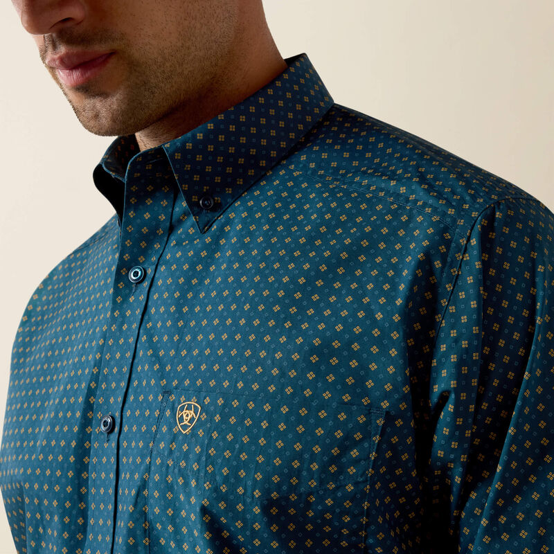 Ariat Men's Majolica Blue Geo Print Lovato Classic Fit Shirt 10080598