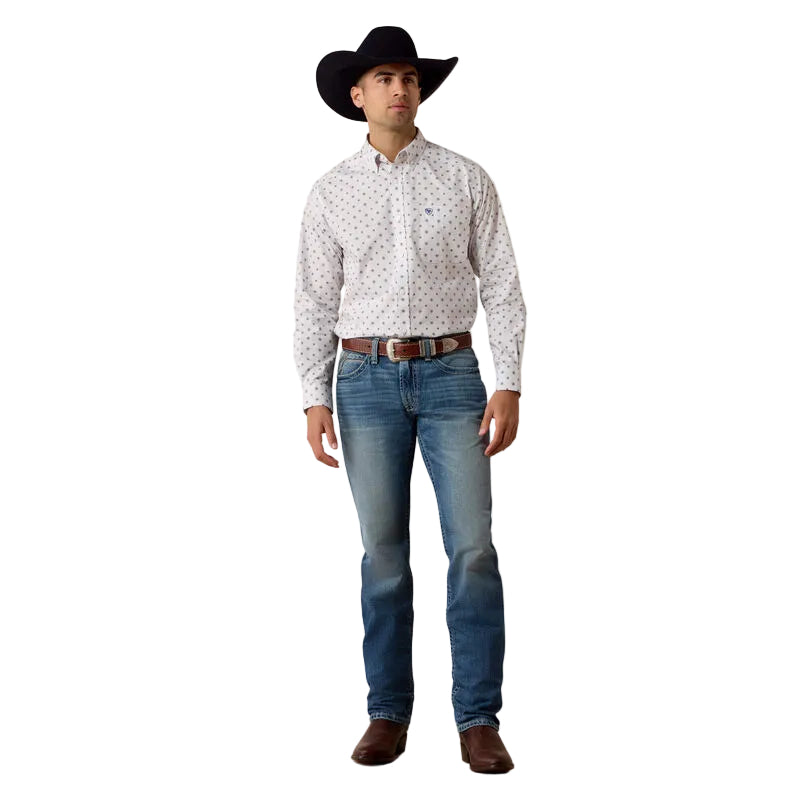 Ariat Men's White Medallion Print Nielson Classic Fit Shirt 10080622