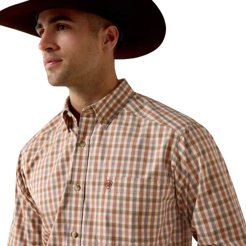 Ariat Men's Vanilla Custard Multi Plaid Pro Series Dave Classic Fit Shirt 10080629