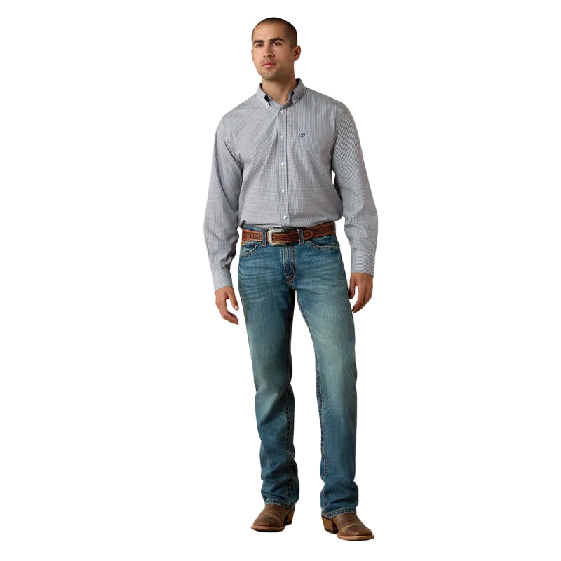 Ariat Men's Skyway Micro Plaid Wrinkle Free Sampson Classic Fit Shirt 10080637