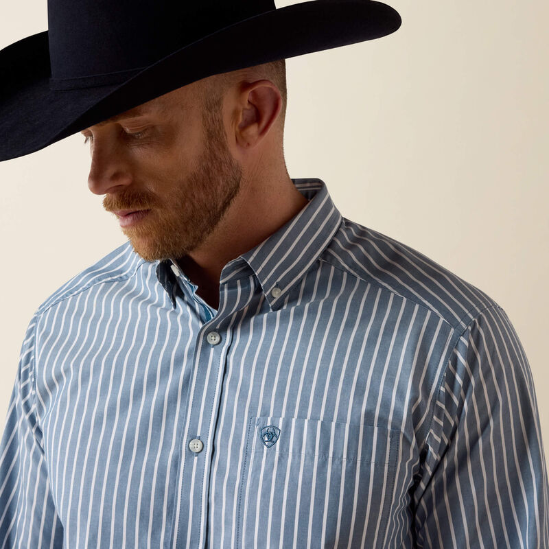 Ariat Men's Real Teal Banker Stripe Pro Series Delaney Classic Fit Shirt 10080654