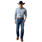 Ariat Men's Real Teal Banker Stripe Pro Series Delaney Classic Fit Shirt 10080654