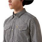 Ariat Men's Black Checkered Plaid Pro Series Willis Fitted Snap Shirt 10080669