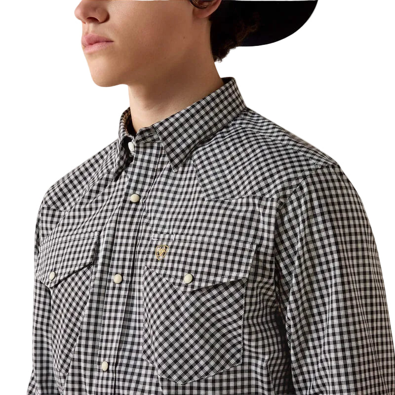 Ariat Men's Black Checkered Plaid Pro Series Willis Fitted Snap Shirt 10080669