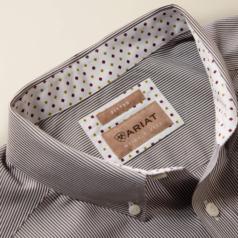 Ariat Men's Coffee Bean Striped Wrinkle Free Randolph Fitted Shirt 10080722