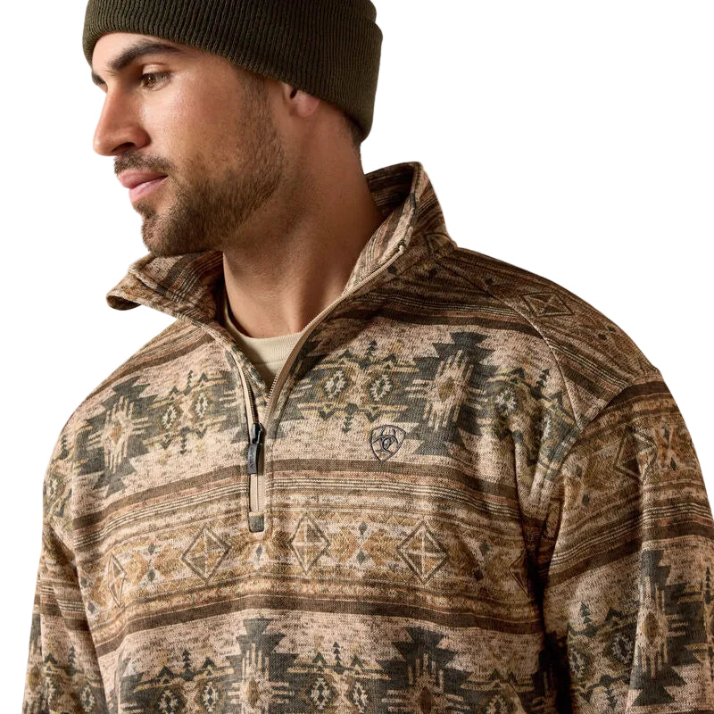 Ariat Men's Savannah Tan Southwest Caldwell 1/4Zip Sweater 10081926