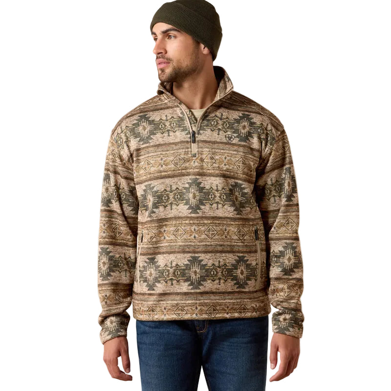 Ariat Men's Savannah Tan Southwest Caldwell 1/4Zip Sweater 10081926