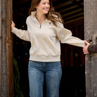 Ariat Women's Oatmeal Holiday 1/2 Zip Sweatshirt 10085379