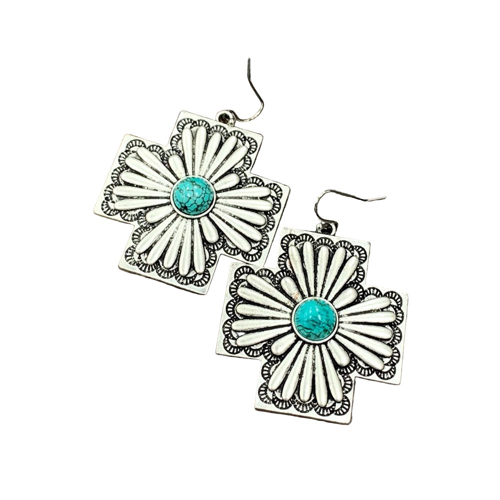 Women's Isac Concho Turquoise Earrings 
