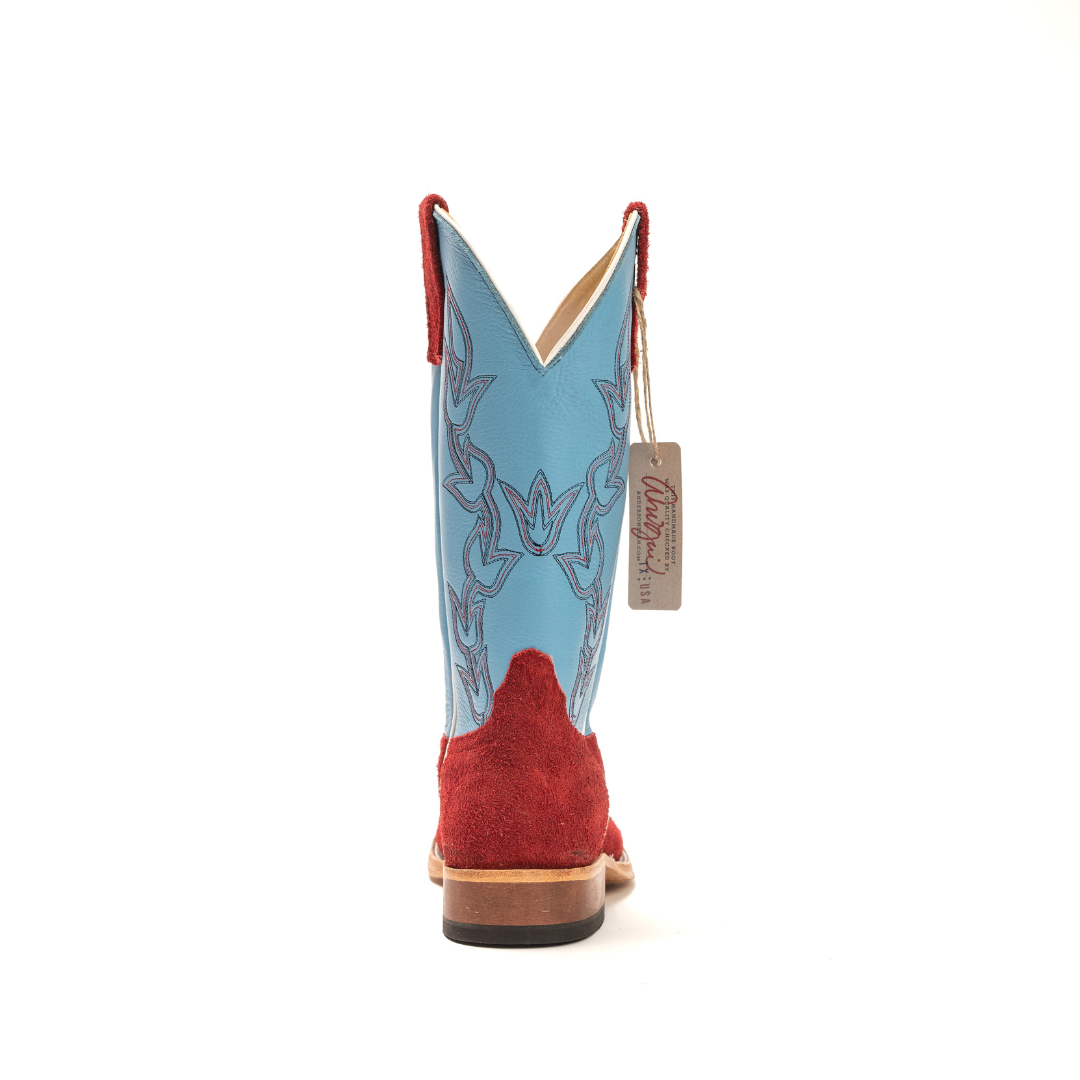 Anderson Bean Red Berry Roughout with 13" Deercow Sea Salt Tops - Crazy House Western Wear