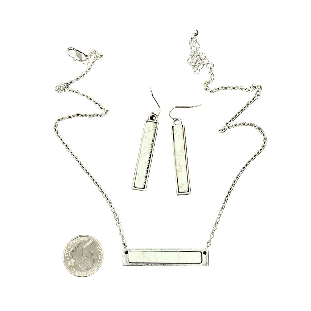 Women's Isac Bar White Turquoise Necklace Earrings Set 