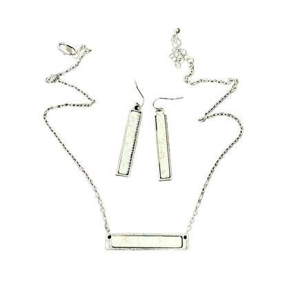 Women's Isac Bar White Turquoise Necklace Earrings Set 