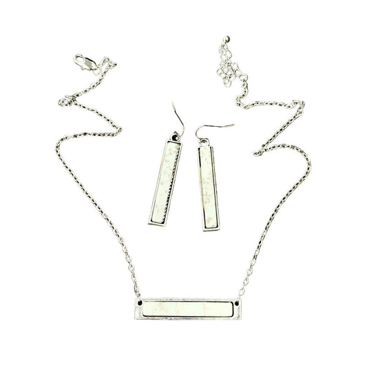 Women's Isac Bar White Turquoise Necklace Earrings Set 